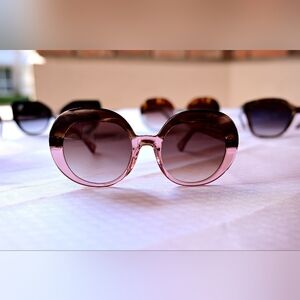 Elegant Pink Gradient Round Sunglasses for Women